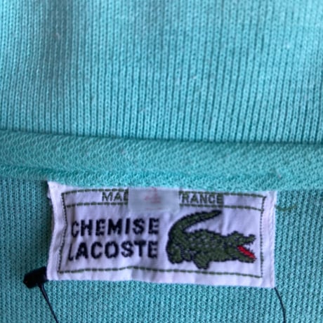 70s-80s フランス製 【CHEMISE LACOSTE】 鹿の子 ポロシャツ ミントブルー メンズXS-S相当 ヴィンテージ