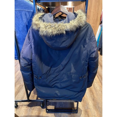 【Gap】 ファー付き ダウンジャケット M ブラック リブ袖