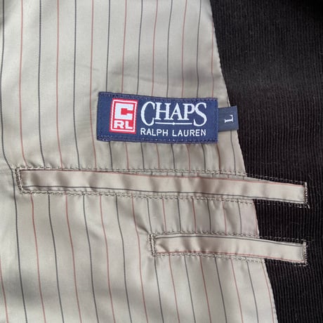 【CHAPS RALPH LAUREN】コーデュロイ テーラードジャケット　L　ブラック 裏地ストライプ