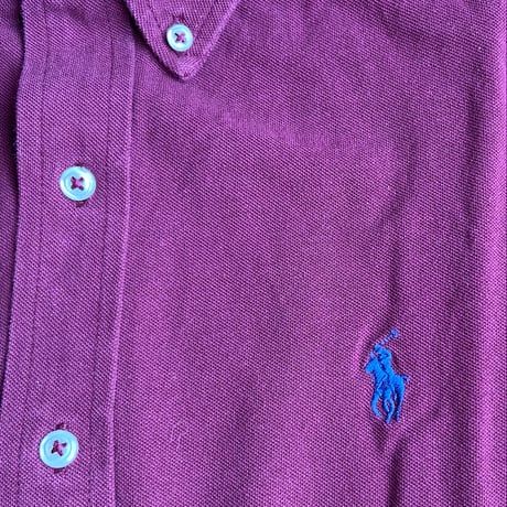 【POLO RALPH LAUREN】 メッシュ素材 ボタンダウンシャツ ワインレッド S