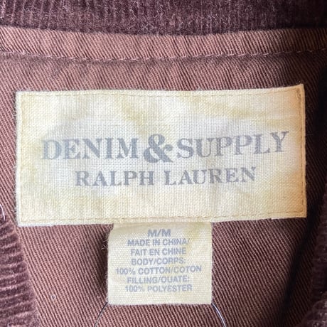 【DENIM & SUPPLY RALPH LAUREN】バッファローチェック キルティングベスト M  赤黒 ジップアップ 中綿入り コーデュロイ襟