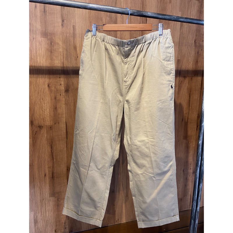 90s名作【Polo by Ralph Lauren】 イージーチノパンツ L ベージュ 紐