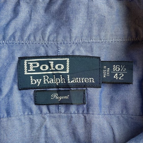 【POLO by Ralph Lauren】 Regent BDシャツ 16 1/2 ブルー 脇ポニー刺繍