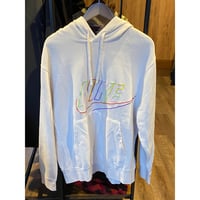 【NIKE】 マルチカラー 刺繍ロゴ パーカー XXL/オフホワイト/ビッグシルエット/フーディ