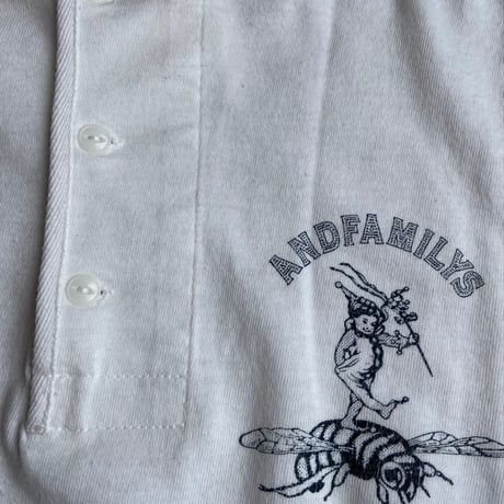 【GLAD HAND × ANDFAMILY'S】 USAコットン ヘンリーネック 7分袖 Tシャツ M ホワイト