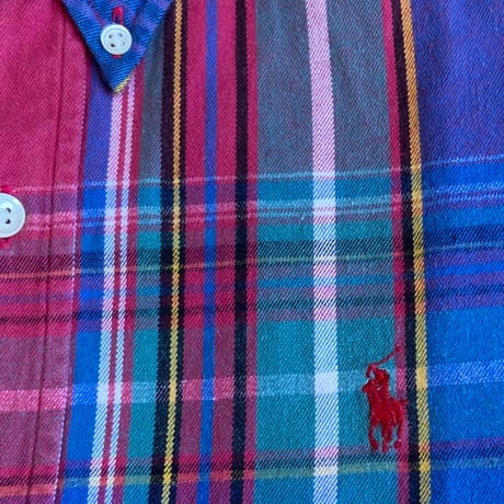 希少 緑タグ 90s 【Polo by Ralph Lauren】 マルチカラー シャツ チェック柄 ヴィンテージ