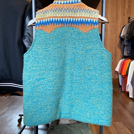 【TITICACA】チチカカ ボア切替 ウエスタンヨーク ベスト L / エスニック ネイティブ柄 中綿入り ジレ アウトドア