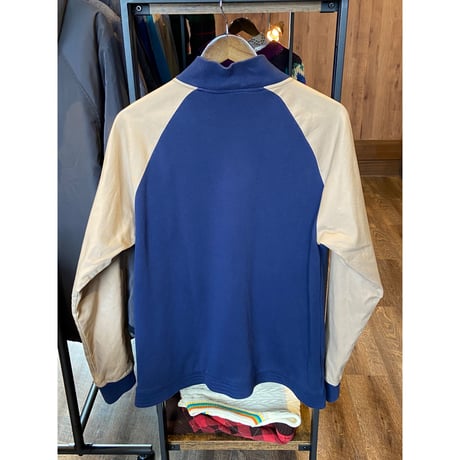 【adidas】レタードロゴ トラックジャケット / スタジャン風 ジャージ ネイビー×ベージュ メンズM