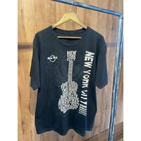 USA製 NEW YORK CITY タイポグラフィ ギタープリントTシャツ ブラック