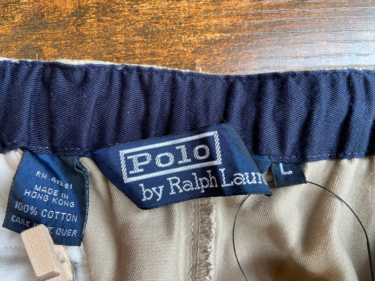 90s名作【Polo by Ralph Lauren】 イージーチノパンツ L ベージュ 紐