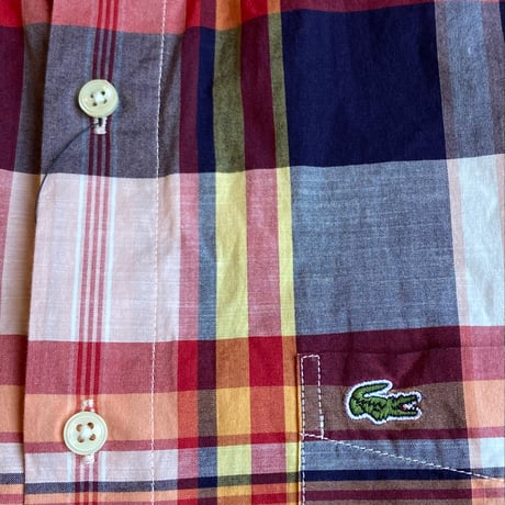 【LACOSTE】 マドラスチェック柄 ボタンダウンシャツ レギュラーフィット 39（M相当）