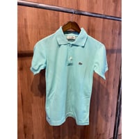 70s-80s フランス製 【CHEMISE LACOSTE】 鹿の子 ポロシャツ ミントブルー メンズXS-S相当 ヴィンテージ