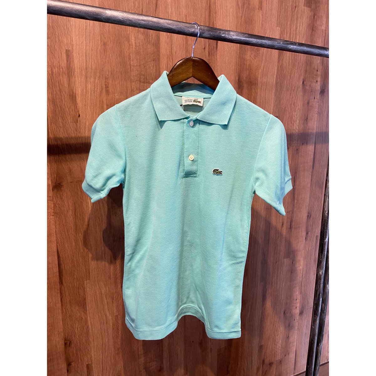 70s-80s フランス製 【CHEMISE LACOSTE】 鹿の子 ポロシャツ ミントブル