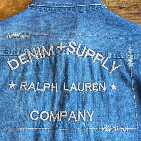 希少XL【DENIM & SUPPLY】 ラルフローレン バックロゴ刺繍 デニム ウエスタンシャツ アメカジ