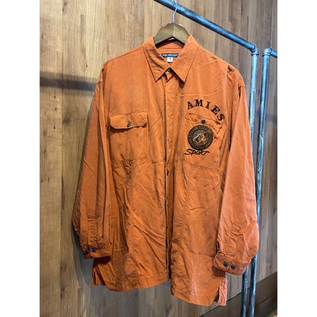 【HARDY AMIES SPORT】 テンセル 長袖シャツ LARGE テラコッタ オレンジ 90s 日本製