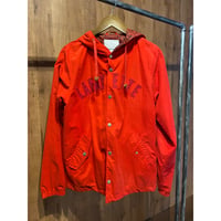【Lafayette】  フード付き コーチジャケット 裏地レオパード柄 レッド M