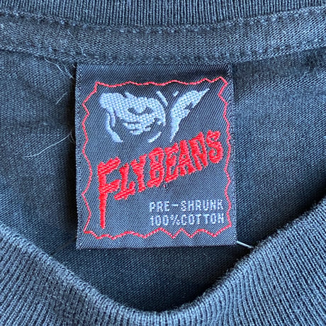 【極彩色グラフィック】FLYBEANS イーグル×バイカー 両面プリント Tシャツ L ブラック ブリーチ加工