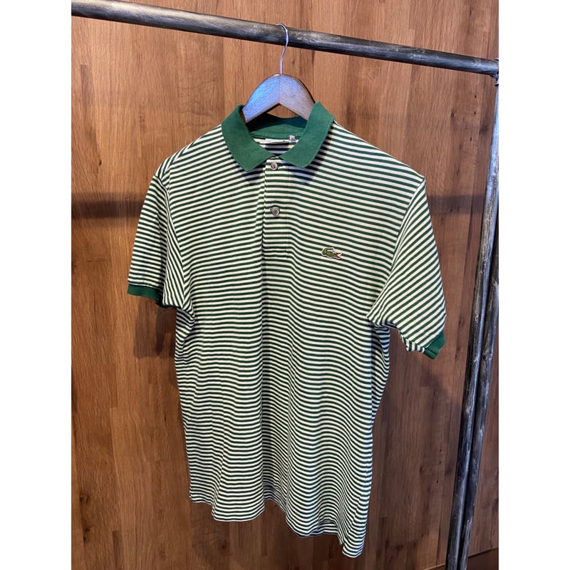 80s-90s【CHEMISE LACOSTE】文字ワニ 鹿の子 ボーダー ポロシャツ 4