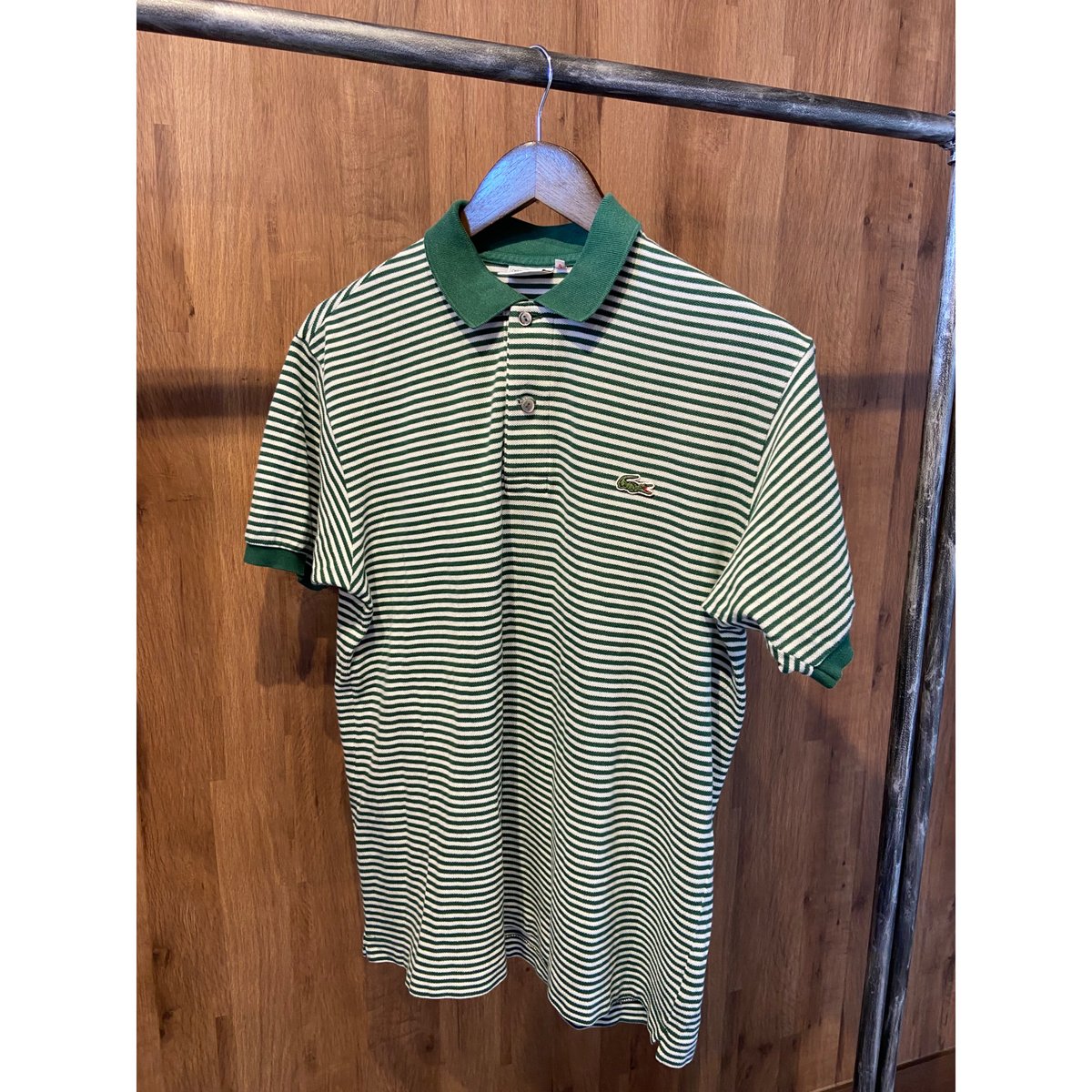 80s-90s【CHEMISE LACOSTE】文字ワニ 鹿の子 ボーダー ポロシャツ 4