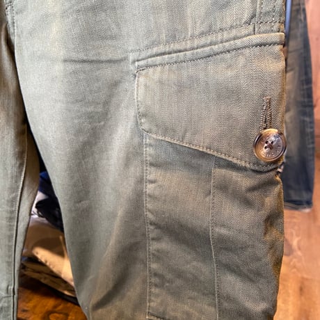【BEAUTY&YOUTH  UNITED ARROWS】ヘリンボーン カーゴパンツ コットン100% M オリーブ