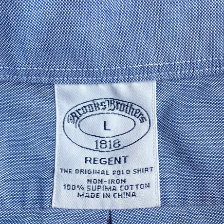 【Brooks Brothers】ノンアイロン BDシャツ L ブルー スーピマコットン リージェントフィット