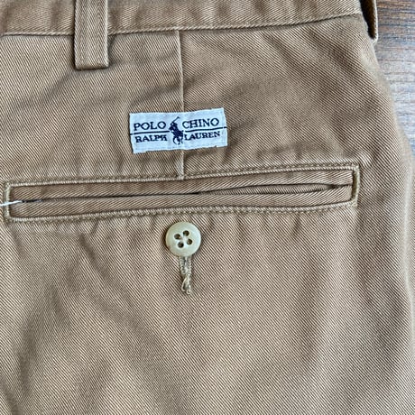 【Polo by Ralph Lauren】 ANDREW PANT 2タック コットン チノパンツ ブラウン 90s-00s メキシコ製 USA生地 [36×34]