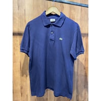 【LACOSTE】 L1212型 ユーロ企画 鹿の子 半袖 ポロシャツ ネイビー  90s-00s ヴィンテージ フレンチラコステ系 サイズ5