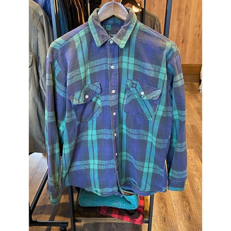 MADE IN U.S.A.【CODET】 ネルシャツ M ブラック×グリーン チェック 厚手