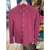 【POLO RALPH LAUREN】 メッシュ素材 ボタンダウンシャツ ワインレッド S