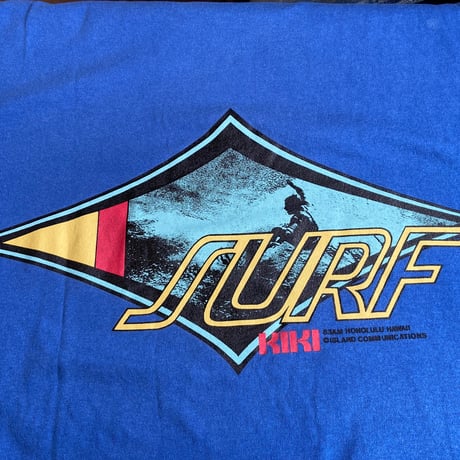 【KIKI HONOLULU】 ハワイ ラジオ局  SURF グラフィック バックプリント Tシャツ M ブルー