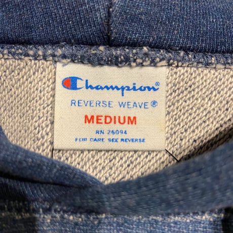 【Champion】リバースウィーブ プルオーバーパーカー M デニム風スウェット 青