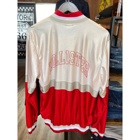 80s-90s USA製 【Champion】 サテンスタジャン "HOLLISTER" レッド×ホワイト メンズL ヴィンテージ