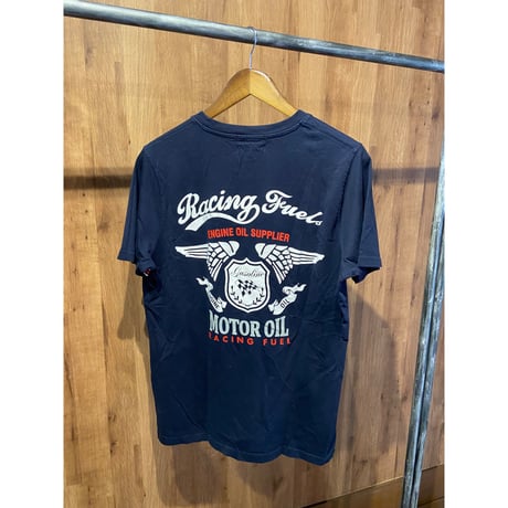 【UNION 76】 ナナロク モーターオイル Tシャツ ネイビー メンズLL サイカイ レーシング