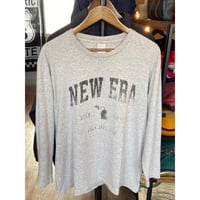 【Printstar】 NEW ERA アーチロゴ ヘビーウェイト ロングスリーブTシャツ グレー Lサイズ（102-CVL）