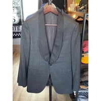 【UNITED ARROWS】 ウール ショールカラー タキシード ジャケット 44 グレー 日本製 くるみボタン 絹混 テーラード