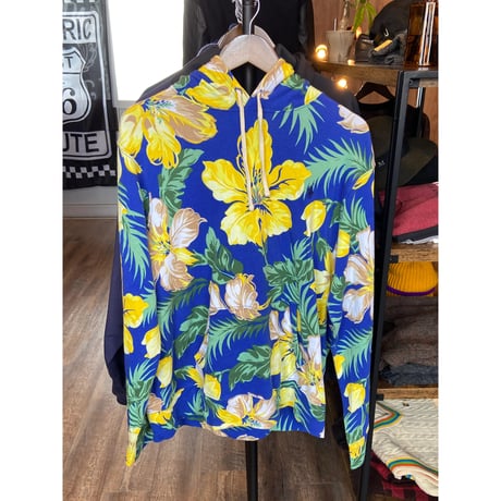【POLO RALPH LAUREN】  フローラルプリント スウェットパーカー ブルー Lサイズ（180/100A）