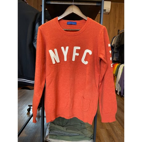【日本製 L】project edition NYFCロゴニット セーター / オレンジ ウール混
