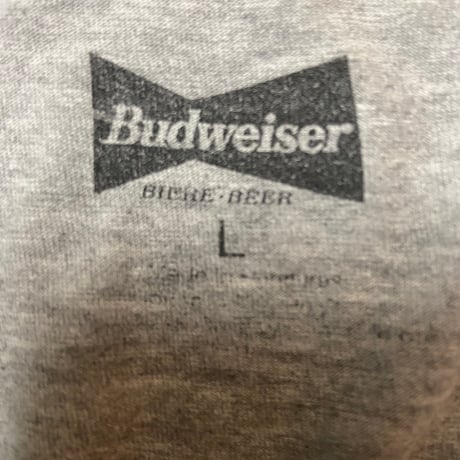 【Budweiser】バドワイザービール　Tシャツ　グレー　L　リペア済み