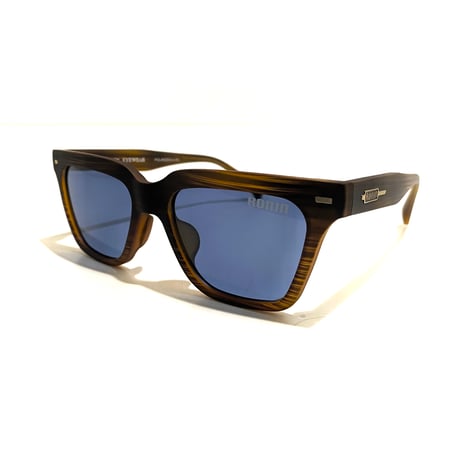 FLUX ユニセックス モデル サングラス Matte Sasa Brown × Dark Blue Pol フラックス マットササブラウン フレーム /  ダークブルー ポラライズド 偏光レンズ