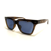 FLUX ユニセックス モデル サングラス Shiny Sasa Brown × Dark Blue Pol フラックス シャイニーササブラウン フレーム /  ダークブルー ポラライズド 偏光レンズ