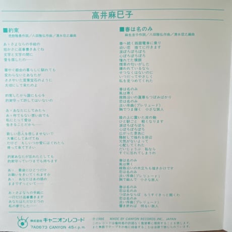 高井麻巳子/ 約束