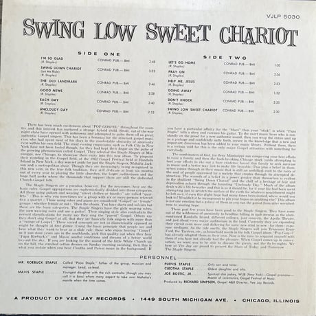 THE STAPLE SINGERS/ SWING LOW SWEET CHARIOT
