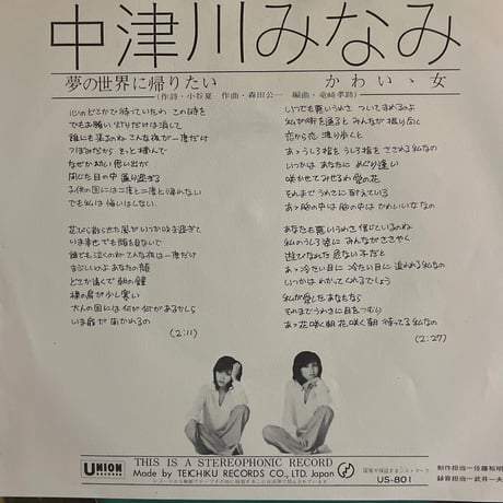 中津川みなみ/ 夢の世界に帰りたい