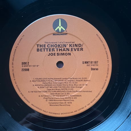JOE SIMON/ The Chokin' Kind / Better Than Ever