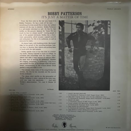 BOBBY PATERSON/IT'S JUST A MATTER OF TIME