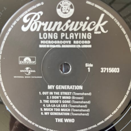 THE WHO  ザ・フー/ MY GENERATION
