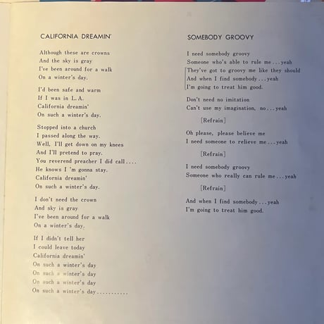 THE MAMA'S AND THE PAPA'S/CALIFORNIA DREAMIN'