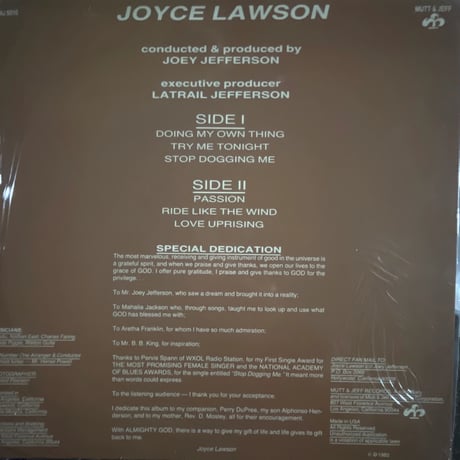 JOYCE LAWSON/ "JOYCE LAWSON"