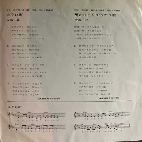 安藤昇　はぐれ町/男がひとりでうたう歌