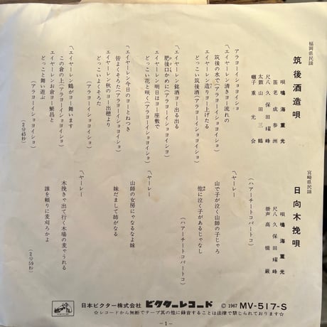 鳴海重光/筑後酒造唄